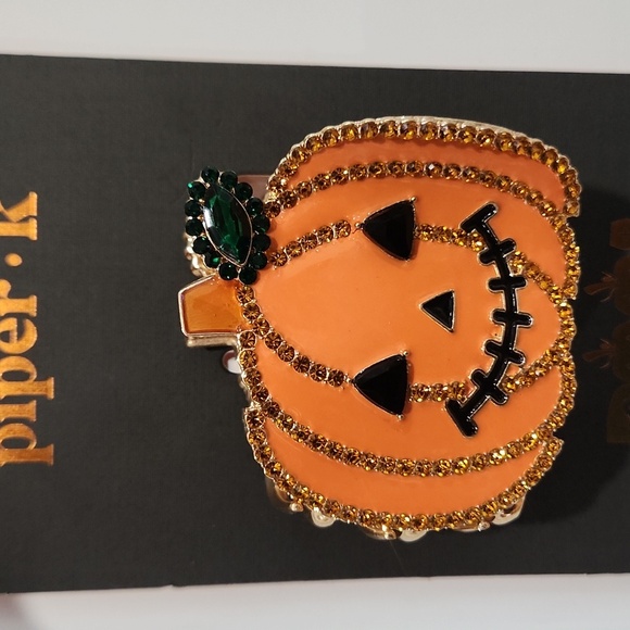 🔹️Piper K  🔹️Orange Pumpkin  Boo Metal Halloween Hair Clip - Picture 1 of 4